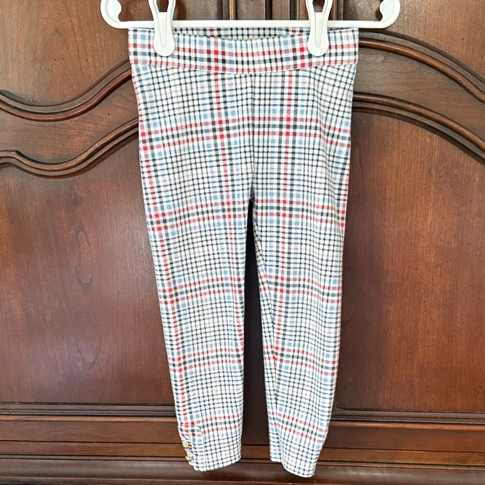 Janie and Jack Plaid Leggings Red Blue Girls Preppy Classic Stretch Pants